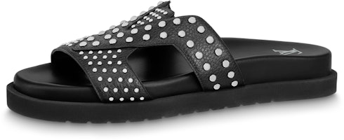 Louis Vuitton Calfskin Slip-On Flat Sandal 'Black' 1ABMC8 Louis Vuitton Calfskin Slip-On Flat Sandal 'Black' 1ABMC8