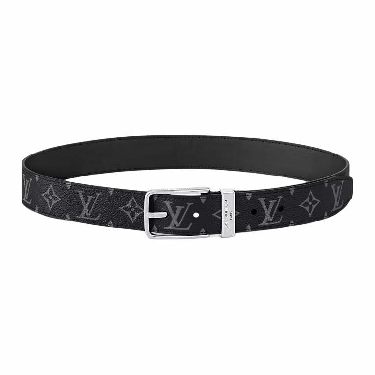Order LOUIS VUITTON Canvas Belt Black 35CM Logo Design M8859T