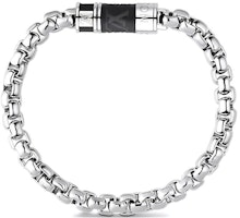 LOUIS VUITTON Canvas Clasp Cuban Chain Brass Bracelet Silver for Men M62592 LOUIS VUITTON Canvas Clasp Cuban Chain Brass Bracelet Silver for Men M62592