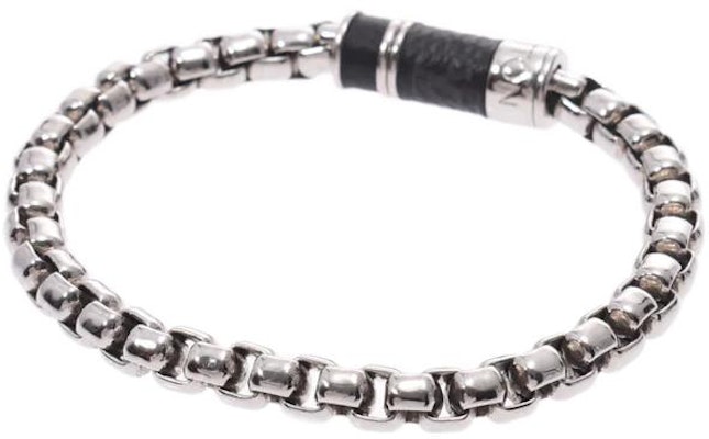 Pulsera de Hombre LOUIS VUITTON Cadena Cubana de Latón Plata Canvas Clasp. M62592 Lookbook Pulsera de Hombre LOUIS VUITTON Cadena Cubana de Latón Plata Canvas Clasp. M62592
