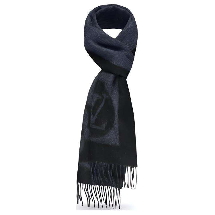Louis Vuitton Cardiff Black Wool Knit Scarf for Men M70482