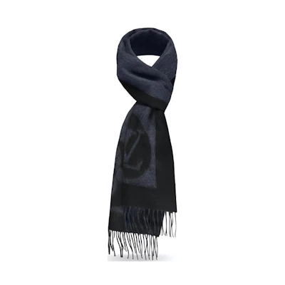 Louis Vuitton Cardiff Black Wool Knit Scarf for Men M70482