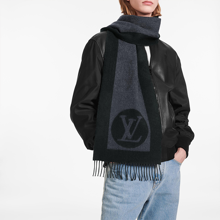 Louis Vuitton Cardiff Black Wool Knit Scarf for Men M70482 圖 5
