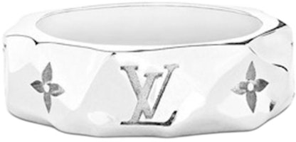 LOUIS VUITTON Carved Metal Ring Silver for Men M00334 LOUIS VUITTON Carved Metal Ring Silver for Men M00334