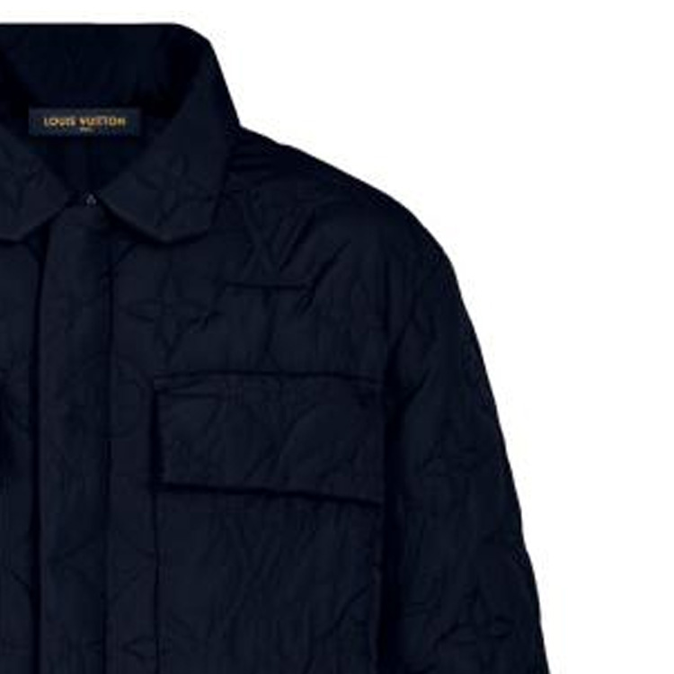 Shop LOUIS VUITTON Casual Blue Stand Collar Cotton Jacket Coat 1A5VAO