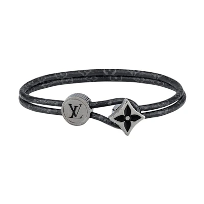 Louis Vuitton Catch It Monogram Flower Adjustable Metal Bracelet Black Unisex M8111D