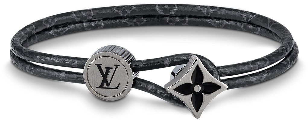 Louis Vuitton Catch It Monogram Flower Adjustable Metal Bracelet Black Unisex M8111D Order Louis Vuitton Catch It Monogram Flower Adjustable Metal Bracelet Black Unisex M8111D