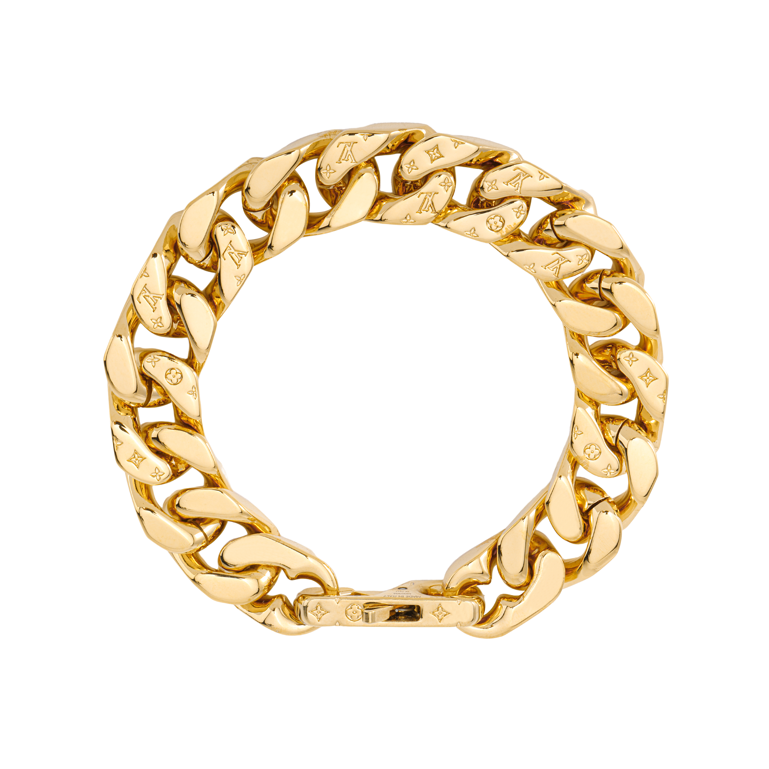 Order Pulsera LOUIS VUITTON Chain Link Unisex Estilo Pareja Dorada M00305+M00306