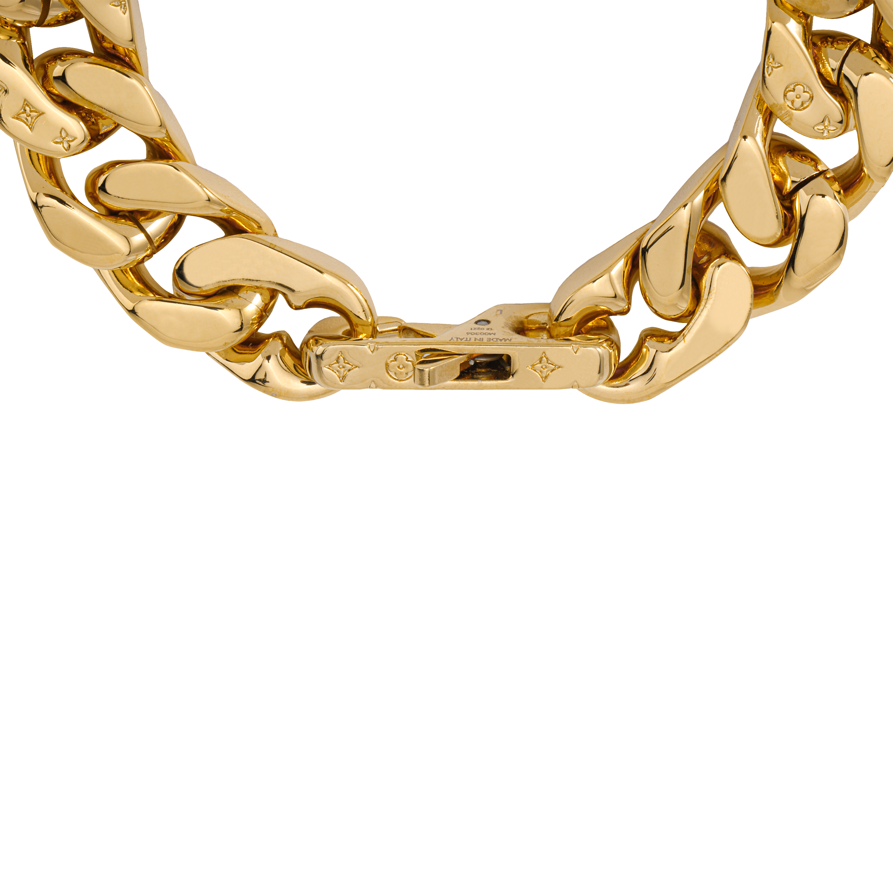 Lookbook Pulsera LOUIS VUITTON Chain Link Unisex Estilo Pareja Dorada M00305+M00306