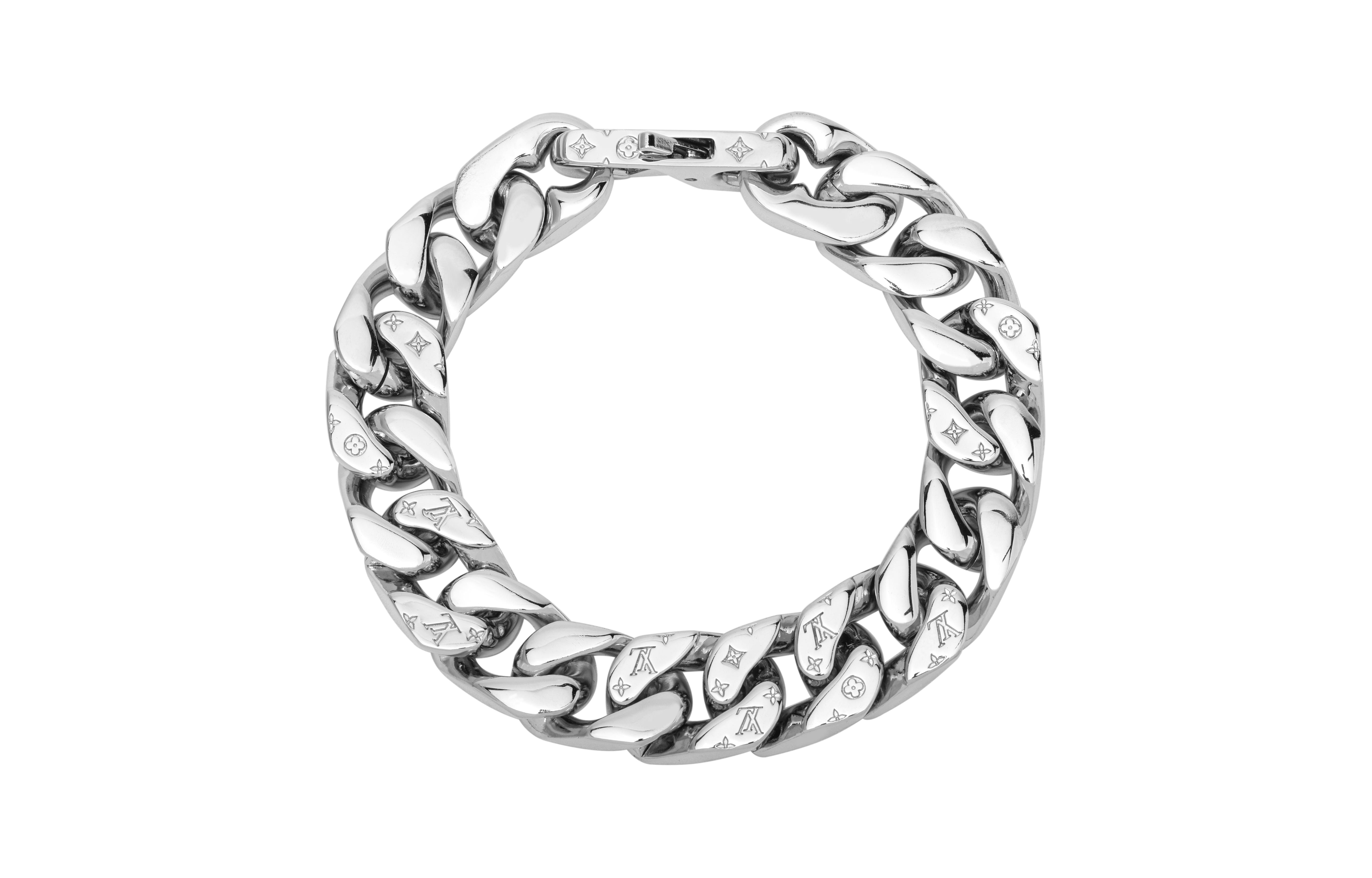 Lookbook 路易威登银色古巴链条手链男女通用 M69988+M69989