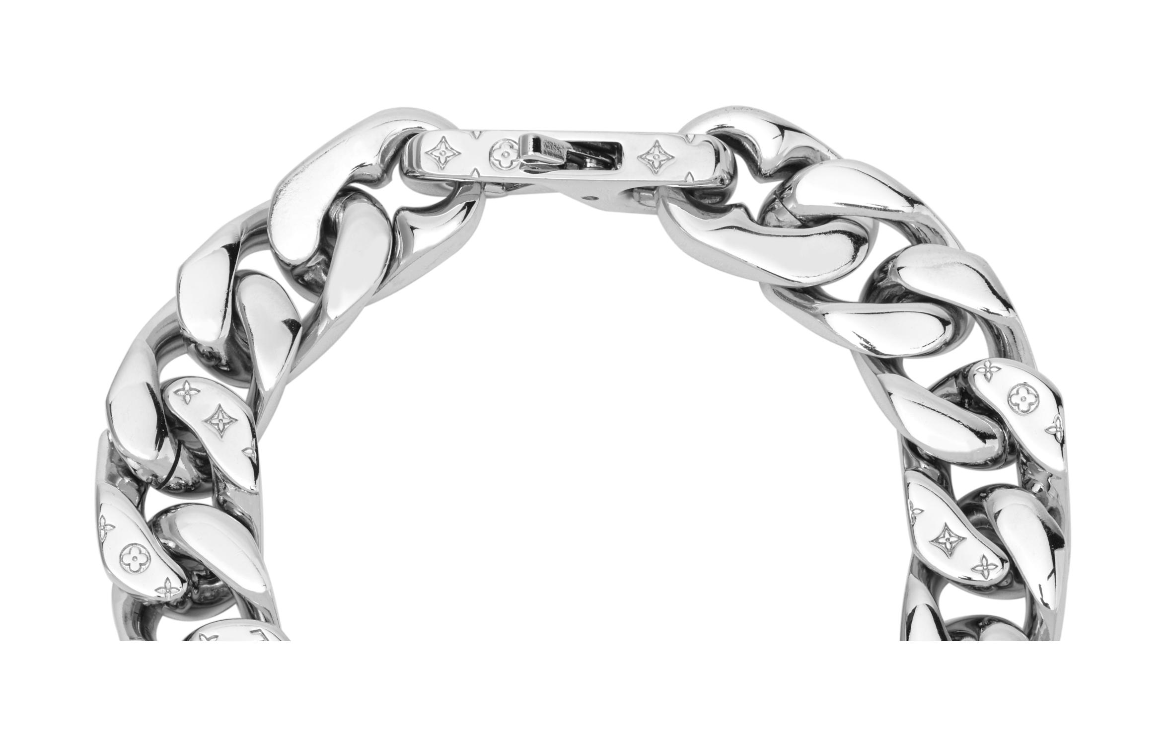 Shop 路易威登银色古巴链条手链男女通用 M69988+M69989