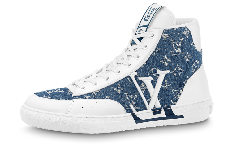 Louis Vuitton Charlie Ankle Sneakers 'White with Blue Denim' 1AA47F