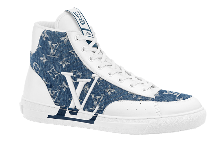 Order Louis Vuitton Charlie Sepatu Tinggi 'Putih dengan Denim Biru' 1AA47F