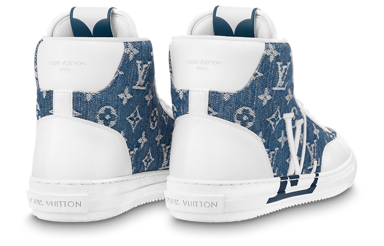 Shop Louis Vuitton Charlie Sepatu Tinggi 'Putih dengan Denim Biru' 1AA47F