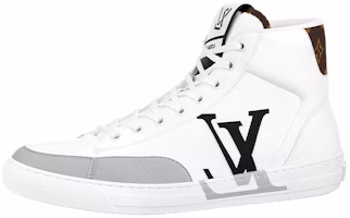 Louis Vuitton LV Charlie Ankle Sneakers 'White with Black Grey Side Logo and Back Monogram' 1A9JMP Louis Vuitton LV Charlie Ankle Sneakers 'White with Black Grey Side Logo and Back Monogram' 1A9JMP