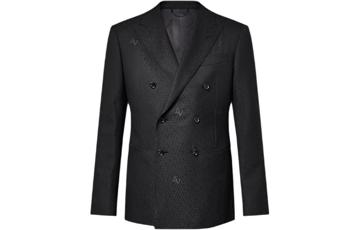 Louis Vuitton Check Double-Breasted Long-Sleeve Jacket Men’s Black 1AFJO9