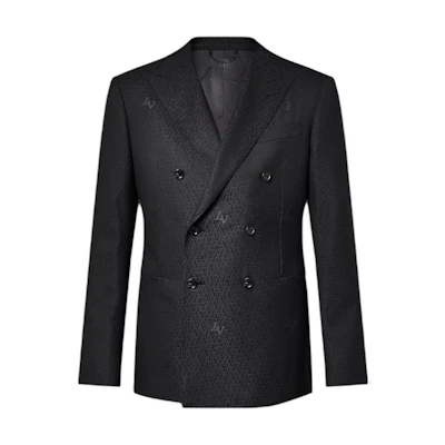 Louis Vuitton Check Double-Breasted Long-Sleeve Jacket Men’s Black 1AFJO9