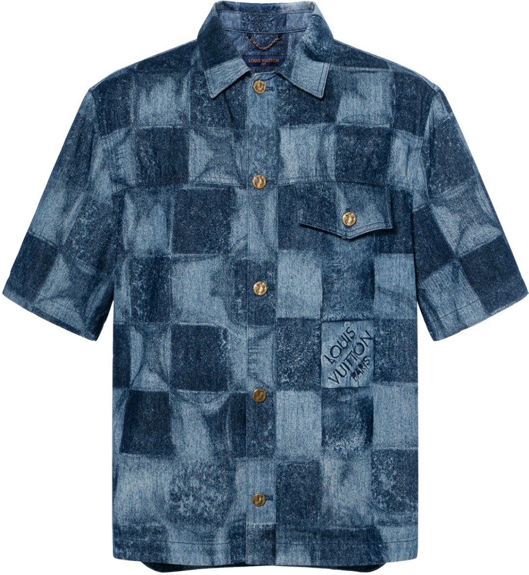 louis-vuitton-checkered-denim-classic-short-sleeve-shirt-blue-1-a8-wbc
