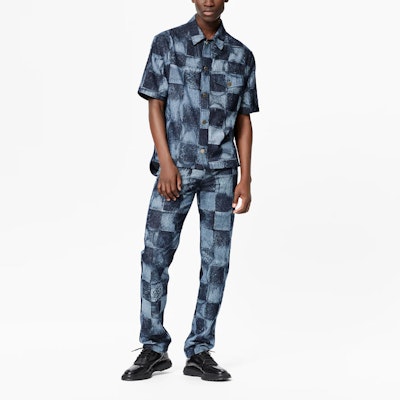 루이비통 체크 데님 클래식 반팔 셔츠 블루. 1A8WBC Shop 루이비통 체크 데님 클래식 반팔 셔츠 블루. 1A8WBC