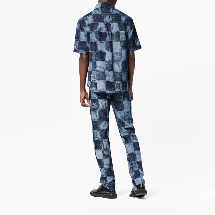 Purchase 루이비통 체크 데님 클래식 반팔 셔츠 블루. 1A8WBC