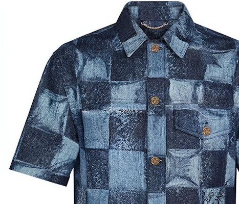 루이비통 체크 데님 클래식 반팔 셔츠 블루. 1A8WBC Details for 루이비통 체크 데님 클래식 반팔 셔츠 블루. 1A8WBC