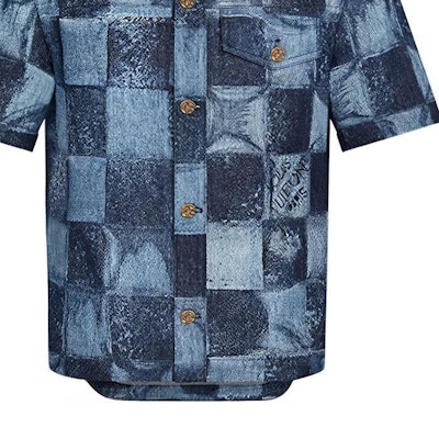 루이비통 체크 데님 클래식 반팔 셔츠 블루. 1A8WBC Sizing 루이비통 체크 데님 클래식 반팔 셔츠 블루. 1A8WBC