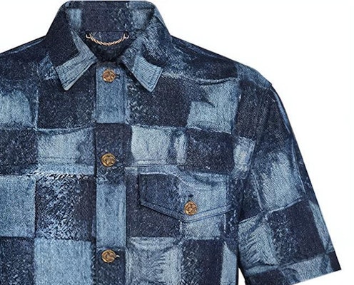 루이비통 체크 데님 클래식 반팔 셔츠 블루. 1A8WBC Cheap 루이비통 체크 데님 클래식 반팔 셔츠 블루. 1A8WBC