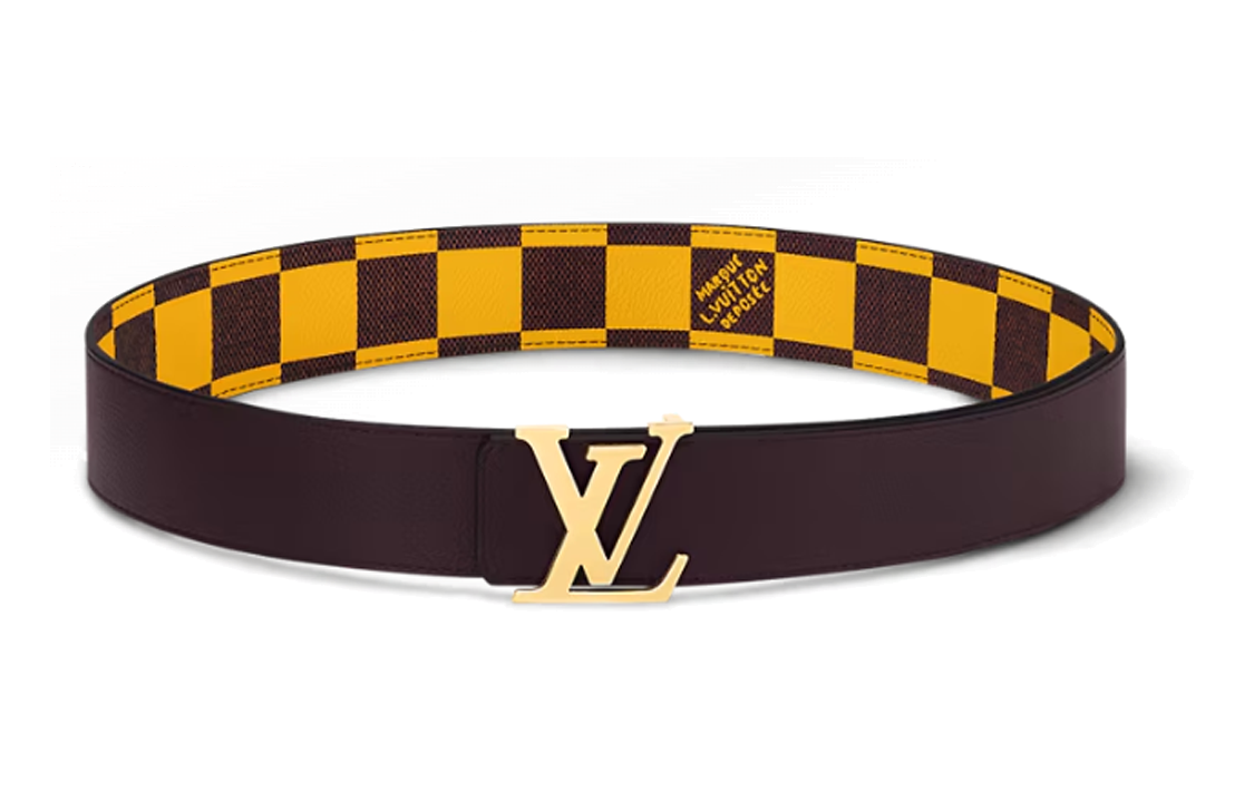 Lookbook ルイヴィトン チェッカー柄 カーフスキンレザーベルト ブラウン 4CM メンズベルト M8546S