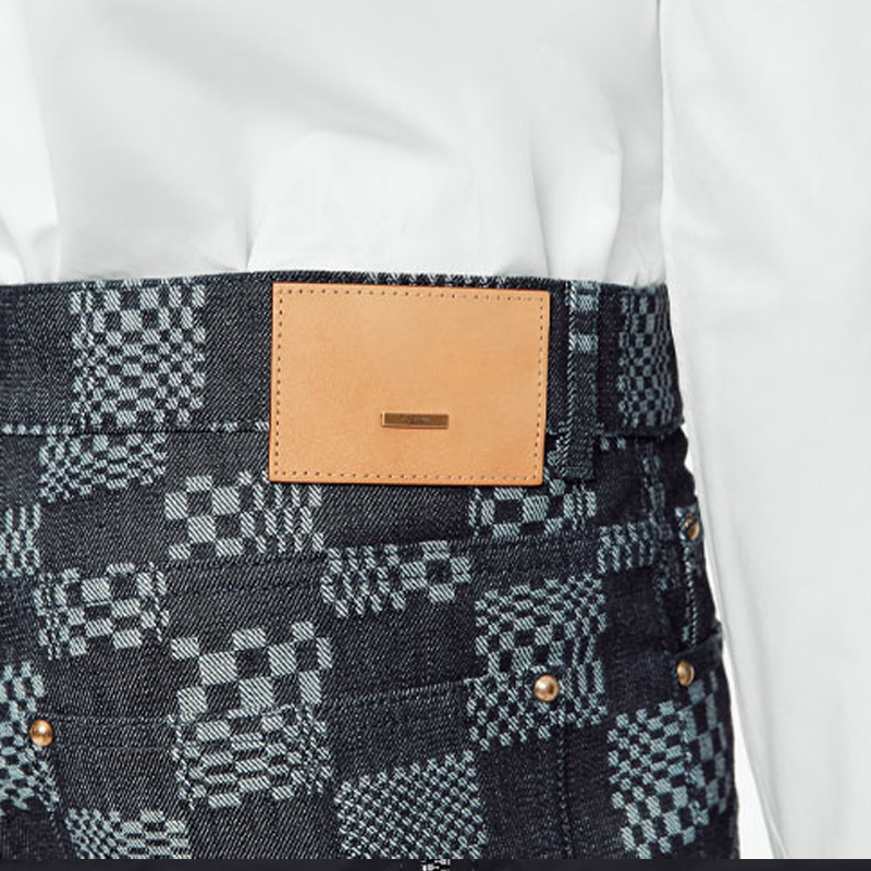 Purchase LOUIS VUITTON Checkered Slim Mid-Rise Button Jeans Grey 1A8X7R