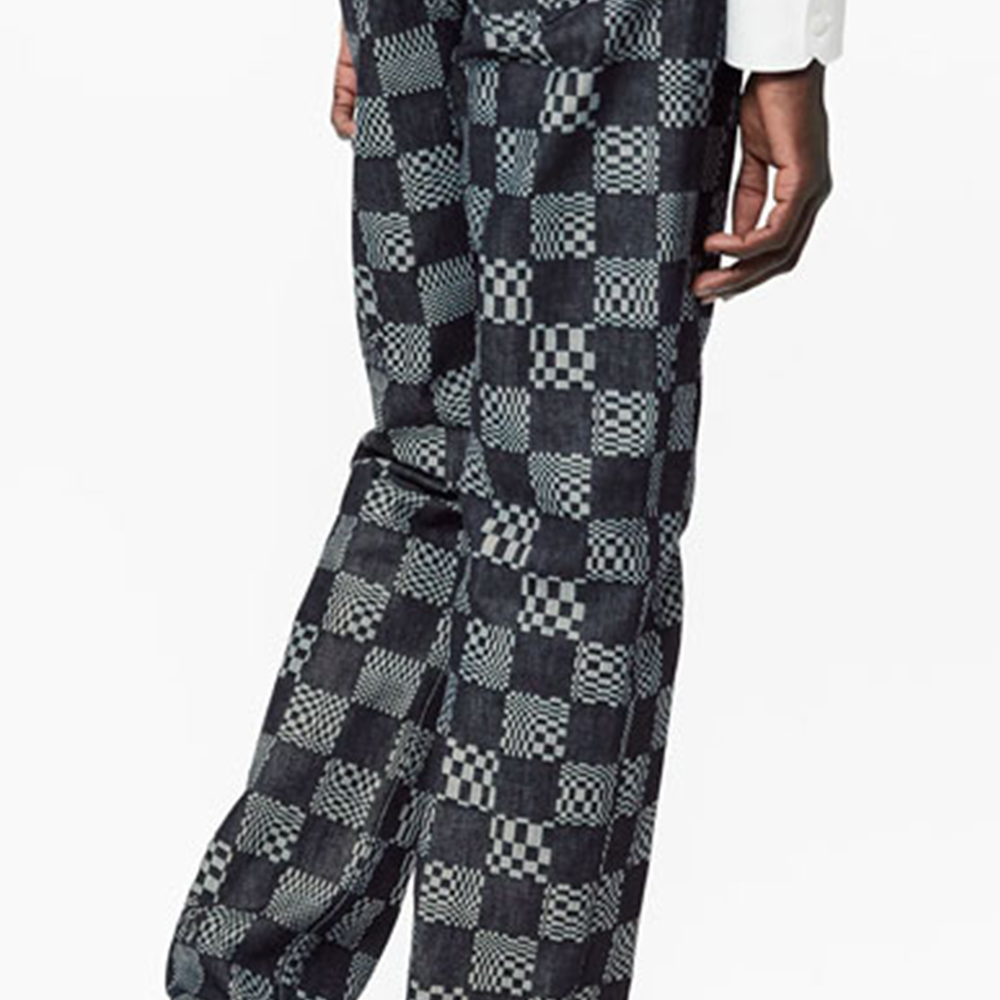 Sizing LOUIS VUITTON Checkered Slim Mid-Rise Button Jeans Grey 1A8X7R