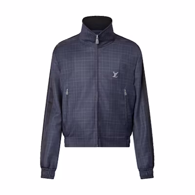 Louis Vuitton Checkered Studded Logo Jacket Navy Blue Long Sleeve 1AGMQW