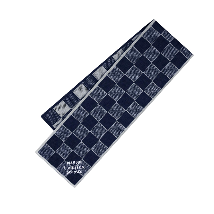 Lookbook 路易威登 海军蓝格纹羊毛针织围巾 M90776