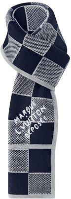 路易威登 海军蓝格纹羊毛针织围巾 M90776 Shop 路易威登 海军蓝格纹羊毛针织围巾 M90776
