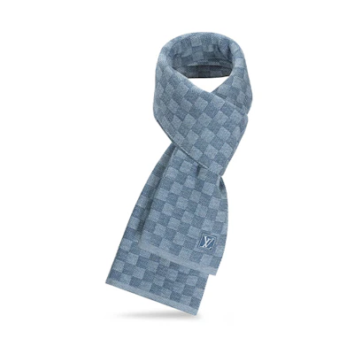 Louis Vuitton Checkered Wool Scarf Blue M70929