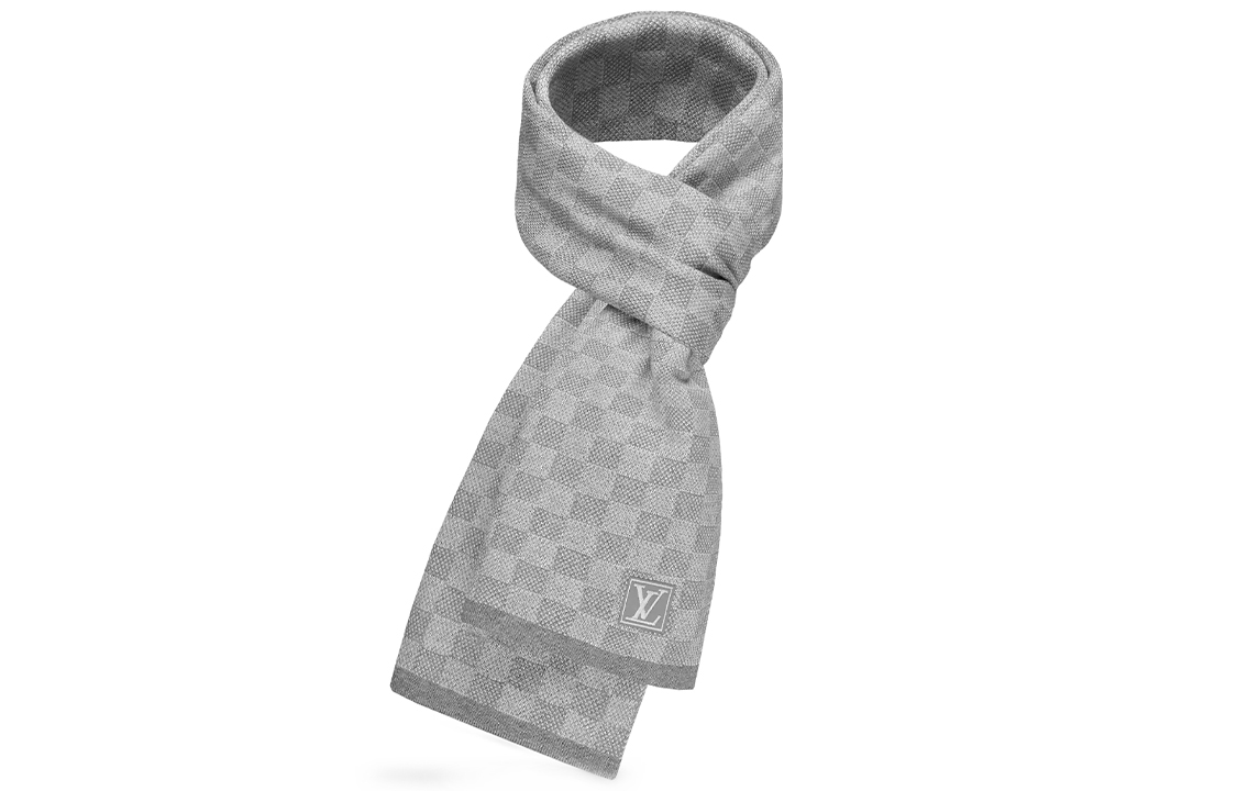 Louis Vuitton Checkered Wool Scarf Grey M70517