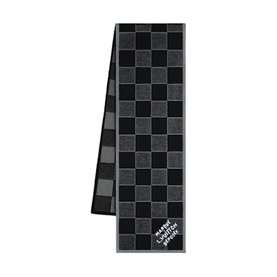 Louis Vuitton Checkered Wool Scarf Unisex Couple Black M92664