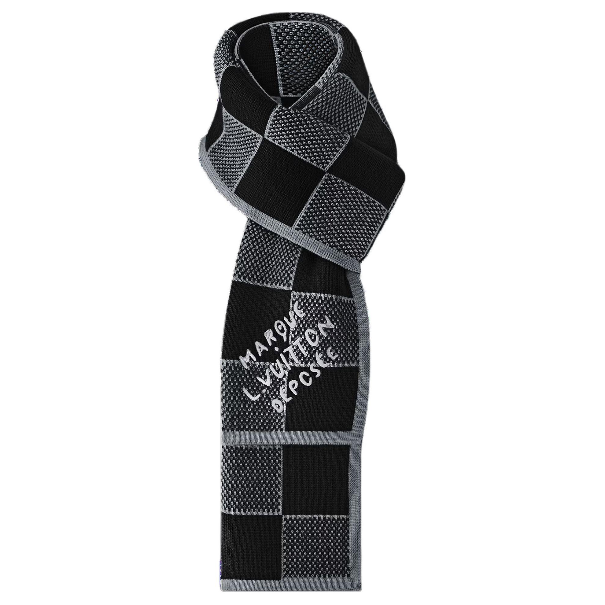 Lookbook 路易威登格纹羊毛围巾 男女通用 黑色情侣款 M92664