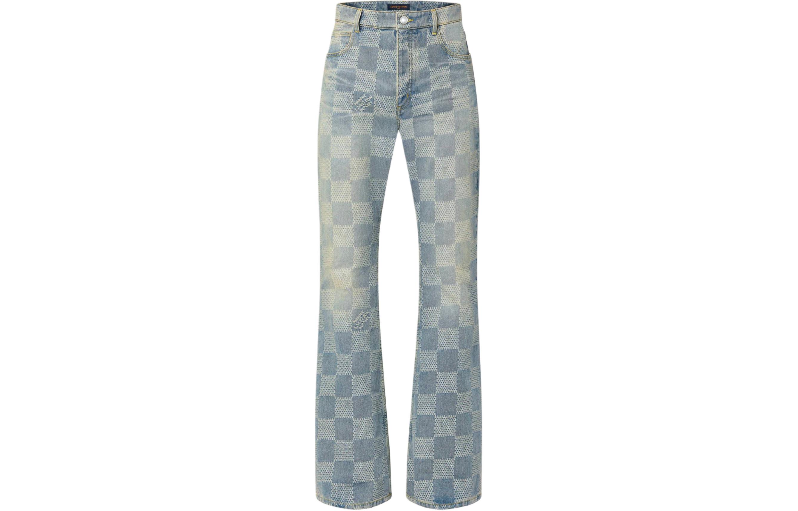 Order LOUIS VUITTON Checkered Zipper Side Pocket Jeans  Blue 1AFI22