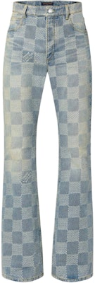 LOUIS VUITTON Checkered Zipper Side Pocket Jeans Blue 1AFI22 Order LOUIS VUITTON Checkered Zipper Side Pocket Jeans Blue 1AFI22