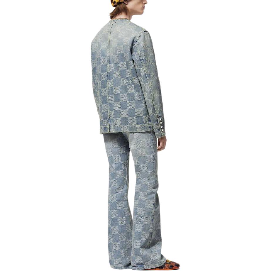 Shop LOUIS VUITTON Checkered Zipper Side Pocket Jeans  Blue 1AFI22