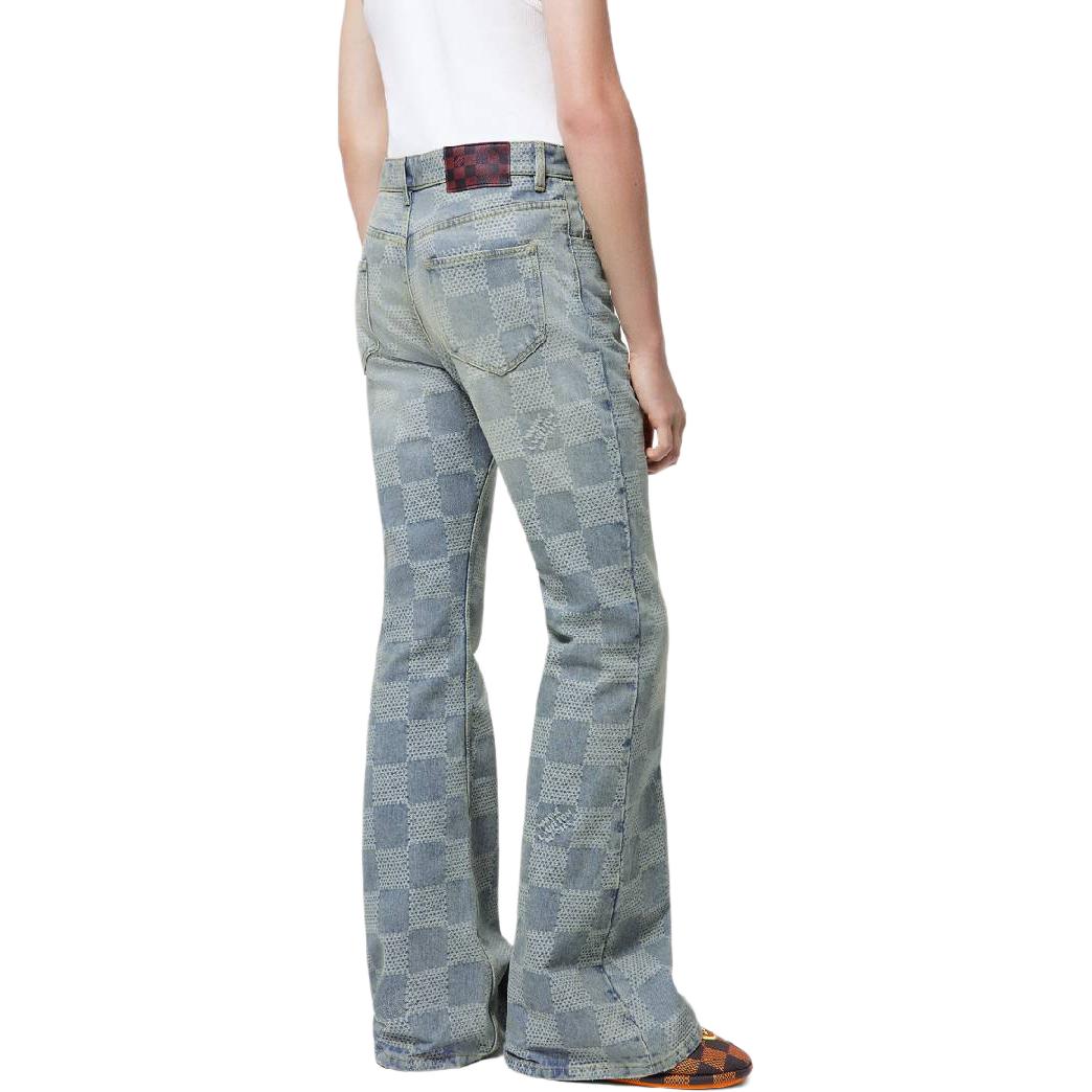 Purchase LOUIS VUITTON Checkered Zipper Side Pocket Jeans  Blue 1AFI22