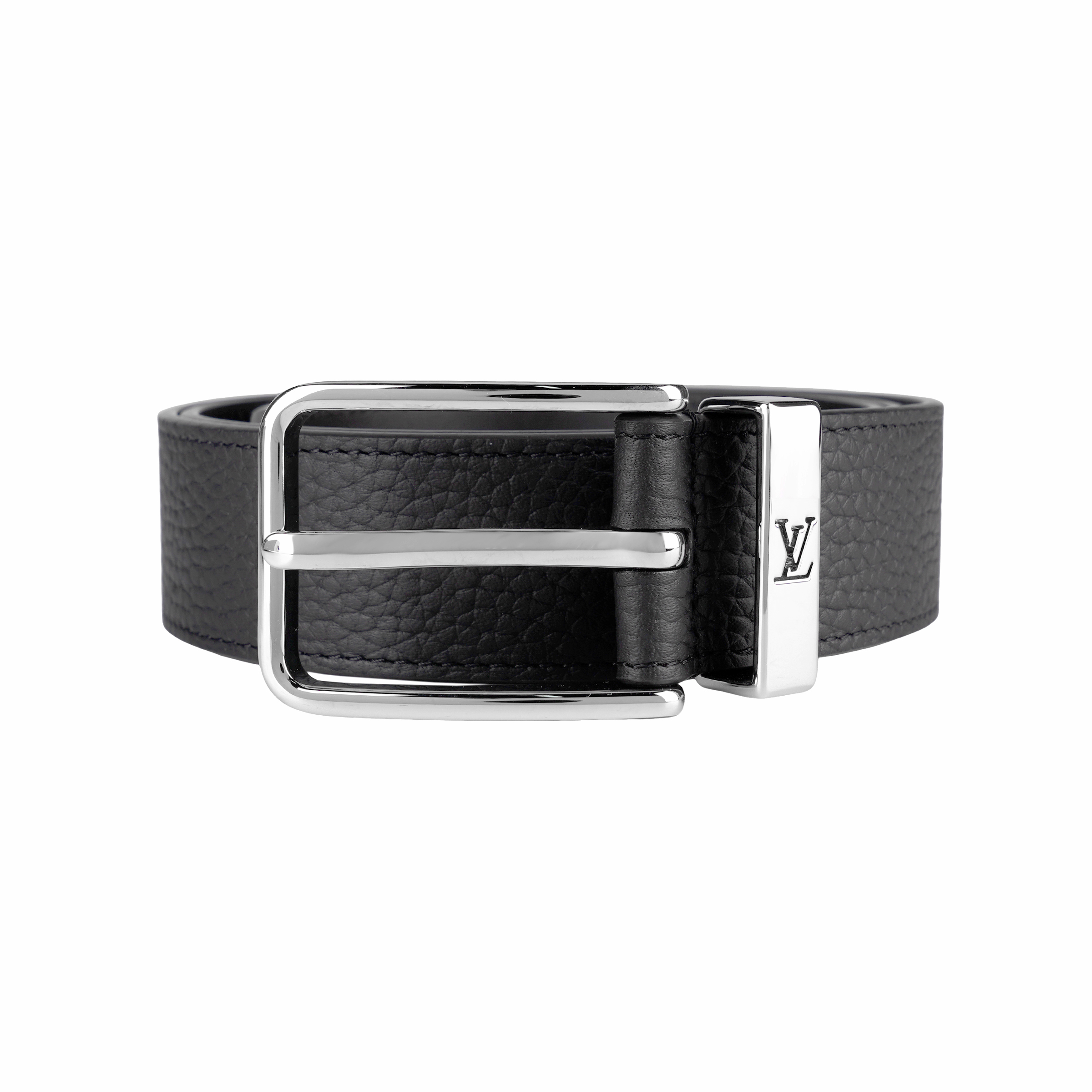 LOUIS VUITTON Classic  Black Leather Belt 3.5cm Wide M8202T