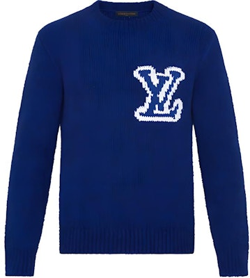 LOUIS VUITTON Sweater Wool Jacquard Crewneck Biru Klasik 1A7XOI Order LOUIS VUITTON Sweater Wool Jacquard Crewneck Biru Klasik 1A7XOI