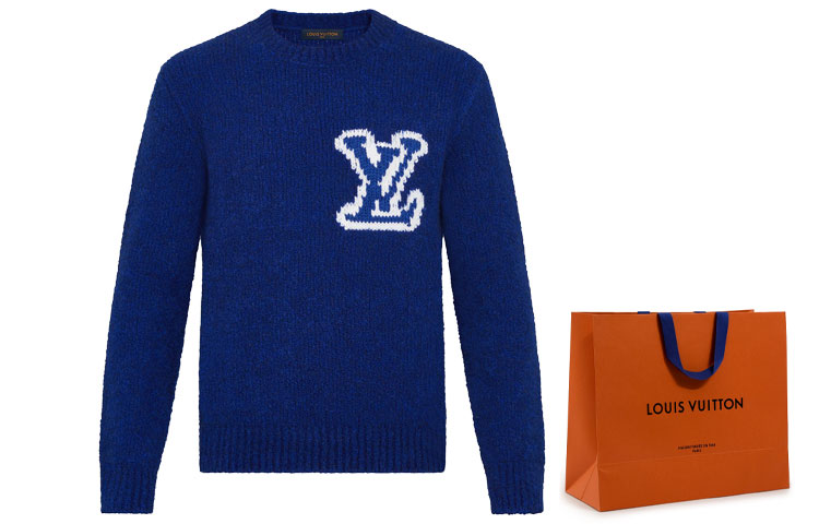 Lookbook LOUIS VUITTON Sweater Wool Jacquard Crewneck Biru Klasik 1A7XOI
