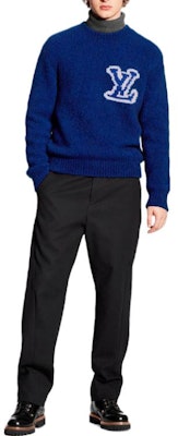 LOUIS VUITTON Sweater Wool Jacquard Crewneck Biru Klasik 1A7XOI Shop LOUIS VUITTON Sweater Wool Jacquard Crewneck Biru Klasik 1A7XOI