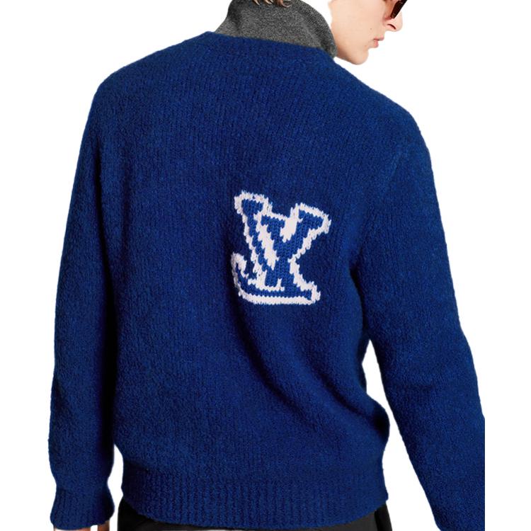 Purchase LOUIS VUITTON Sweater Wool Jacquard Crewneck Biru Klasik 1A7XOI