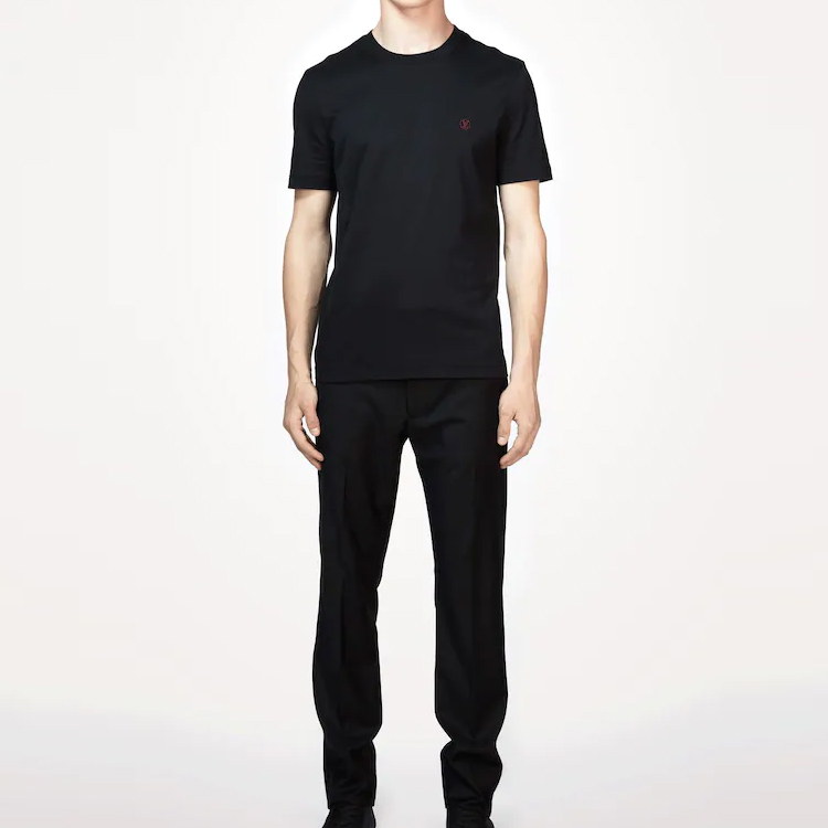 Shop LOUIS VUITTON Kaos Katun Logo Klasik Warna Hitam 1A1SA5