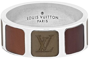 LOUIS VUITTON Classic Logo Letter Metal Ring Silver for Men M0089M LOUIS VUITTON Classic Logo Letter Metal Ring Silver for Men M0089M