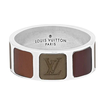 LOUIS VUITTON Classic Logo Letter Metal Ring Silver for Men M0089M