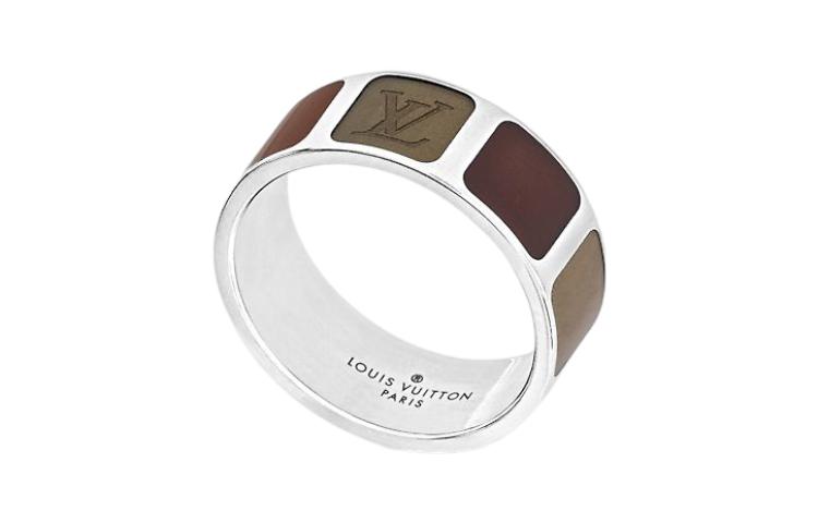 Lookbook LOUIS VUITTON Classic Logo Letter Metal Ring Silver for Men M0089M